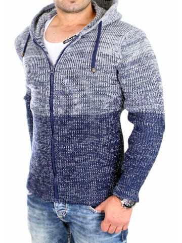 RESLAD Strickjacke Colorblock in dunkelblau