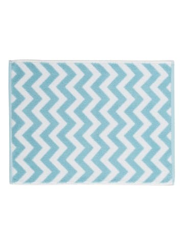 Framsohn 2er Set: Zwirnfrottier Badematte "Chevron" in blau (L) 70 x (B) 50 cm