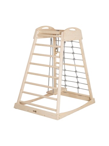 roba Montessori Indoor Spielturm, Holz, mit Rutsche, Netz & Turnringen