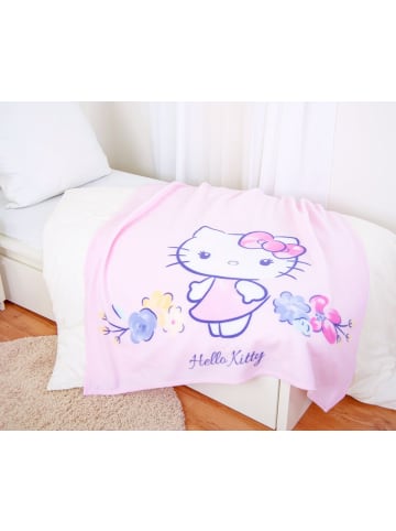 Herding Fleecedecke Hello Kitty 130x170cm Blumen in Rosa