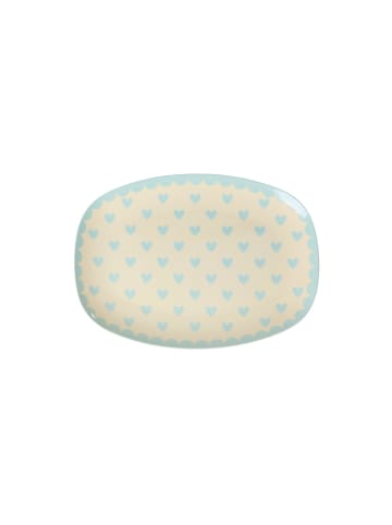Rice Melamin Teller rechteckig Hearts Print in mint