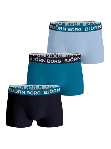 Björn Borg Boxershorts Cotton Stretch Trunk 3er Pack in blau