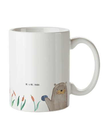 Mr. & Mrs. Panda Motivtasse Otter Stein ohne Spruch in Weiß