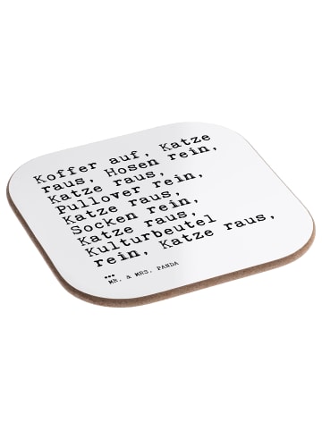 Mr. & Mrs. Panda Untersetzer für Gläser Koffer auf, Katze raus,.... in Weiß