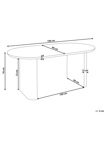 Beliani Esszimmertisch MOBERLY in Weiß - (W) 90 x (H) 76 x (L) 180 cm