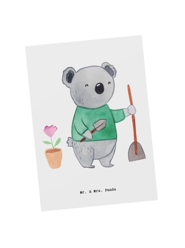 Mr. & Mrs. Panda Postkarte Gärtner Herz ohne Spruch in Weiß