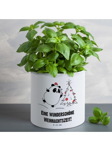 Mr. & Mrs. Panda Pflanzkübel Panda Weihnachtszeit mit Spruch in Weiß