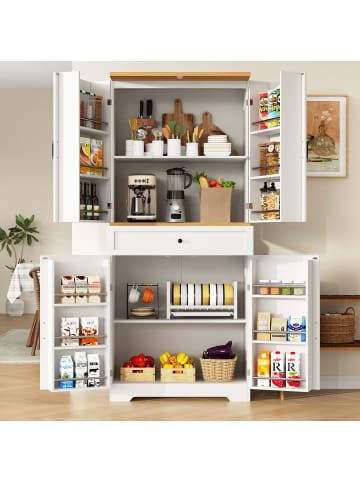 ABRIHOME Hochwertiger Küchenschrank mit 12 Türfächern und Schubladen, 80x40x180cm