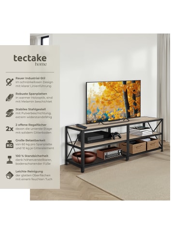 tectake TV-Regal Chicago 141 x 41,5 x 50,5 cm, Industrial Holz hell, Eiche Sonoma