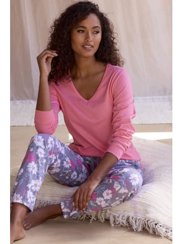 Vivance Active Pyjamahose in grau-rosa-geblümt