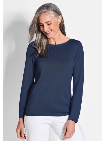 GOLDNER Pullover mit U-Boot-Ausschnitt aus Baumwoll-Viskose-Mix in marine