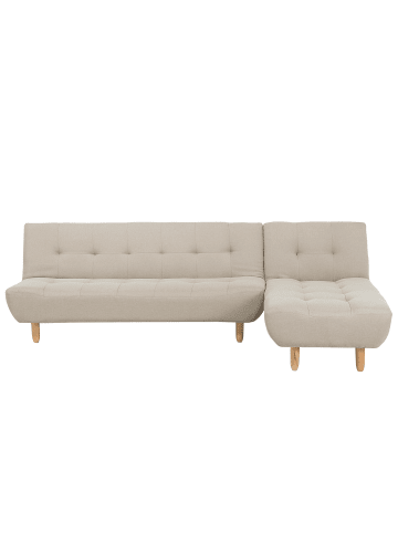 Beliani Modulsofa ALSTEN in Beige/Heller Holzfarbton - (W) 257 x (H) 41 x (L) 163 cm
