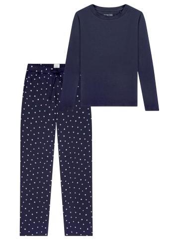 Schiesser Schlafanzug Mix & Relax in Blau / creme