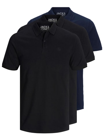 Jack & Jones 3er-Set Poloshirt in Black/Black/Navy