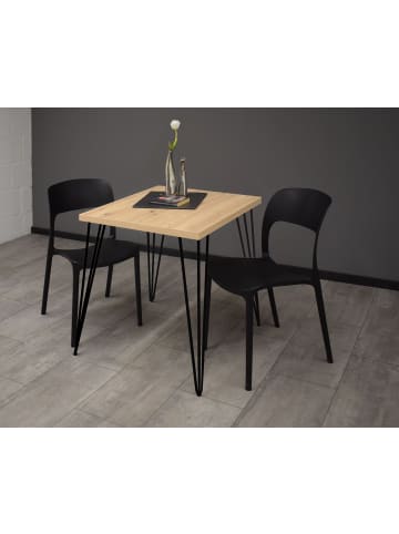 58 aufm Kessel BISTROTISCH Eirena 70x70x75 schwarz matt/asteiche