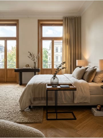 KADIMA DESIGN Beistelltisch | Sheesham/Metall, 70x65x34cm, Tablett