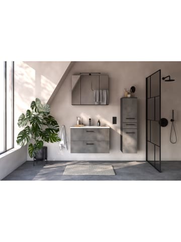 home24 home24 Waschtisch inkl. Mineralgussbecken in Beton Dunkel Dekor & Graphit in Grau