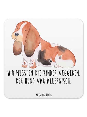 Mr. & Mrs. Panda Glasuntersetzer Hund Basset Hound mit Spruch in Weiß