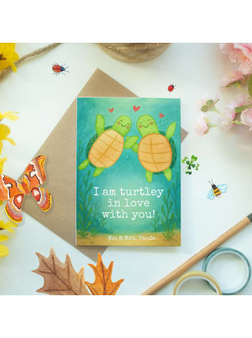 Mr. & Mrs. Panda Grußkarte Schildkröten Paar Design mit Spruch in Weiß