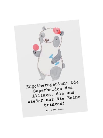 Mr. & Mrs. Panda Postkarte Ergotherapeutin Superhelden mit Spruch in Weiß