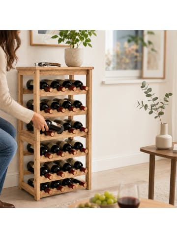relaxdays Weinregal in Natur - (B)40 x (H)82 x (T)24 cm