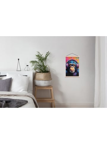 MuchoWow Poster mit Leiste Bunte Schimpanse  (BxH)
