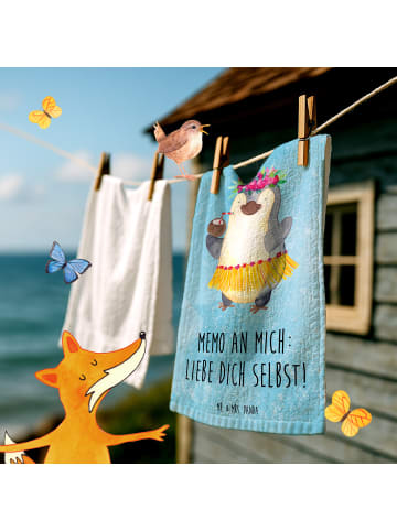 Mr. & Mrs. Panda Handtuch Pinguin Kokosnuss mit Spruch in Eisblau