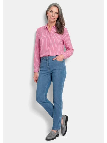 GOLDNER Kurzgröße: Streifenbluse mit Hemdkragen in pink / gestreift