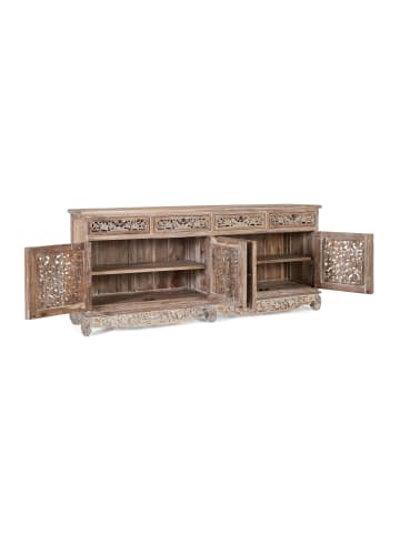 Giner y Colomer Handgeschnitztes Sideboard aus Teakholz mit 4 Türen und 4 Schubladen