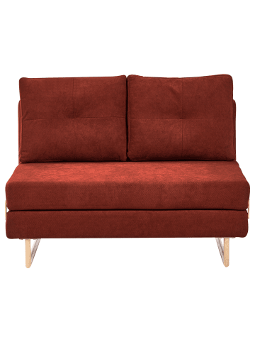 Beliani Schlafsofa JERSLEV in Rot/Braun - (W) 120 x (H) 87 x (L) 84 cm