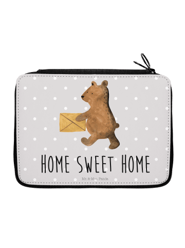 Mr. & Mrs. Panda Mäppchen Bär Zuhause mit Spruch in Grau Pastell