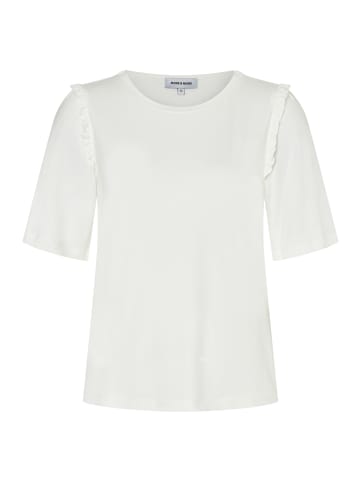 More & More süßes Kurzarmshirt, Rüschen-Detail in offwhite