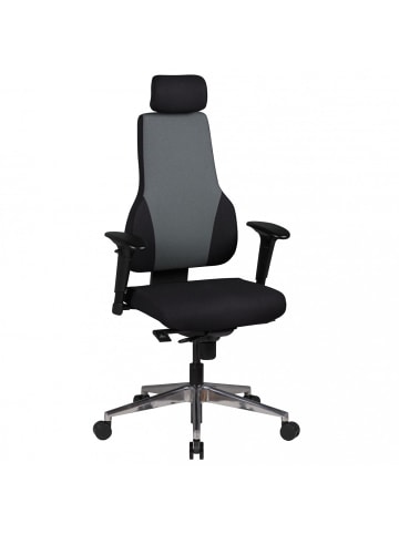 KADIMA DESIGN Bürostuhl | Stoff, Schwarz/Grau, Synchronmechanik, Kopfstütze