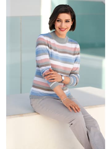 WITT WEIDEN Stehkragenpullover in rosé-bleu-geringelt