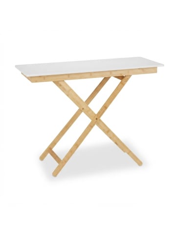 relaxdays Klapptisch in Natur/ Weiß - (B)105 x (H)70 x (T)50 cm