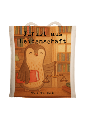 Mr. & Mrs. Panda Tote Bag Jurist Leidenschaft Design mit Spruch in Weiß
