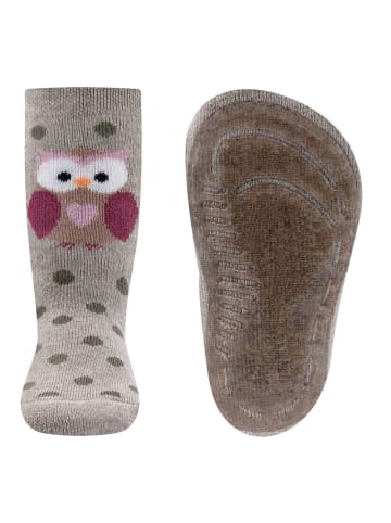 ewers Stoppersocken Eule in dunkel beige meliert