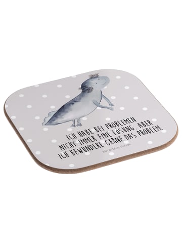 Mr. & Mrs. Panda Untersetzer Glas Axolotl Schwimmen mit Spruch in Grau Pastell
