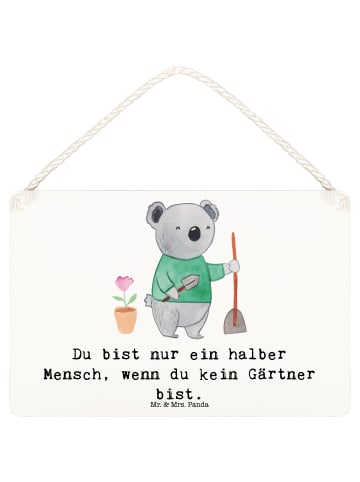 Mr. & Mrs. Panda Schild Gärtner Herz mit Spruch in Weiß