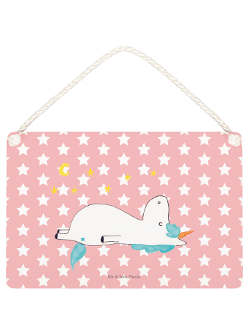 Mr. & Mrs. Panda Deko Schild Einhorn Sternenhimmel ohne Spruch in Rot Pastell