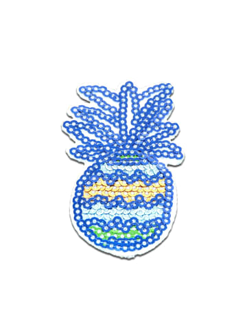 Catch the Patch Ananas Obst Frucht Mit PaillettenApplikation Bügelbild inBlau