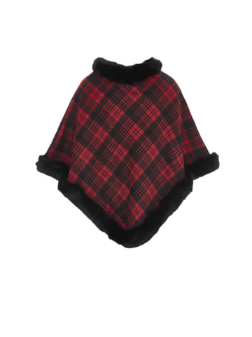 alzette Poncho in Rot Schwarz