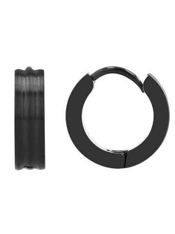 Adeliás Unisex Ohrringe – Klappcreole aus Edelstahl in schwarz