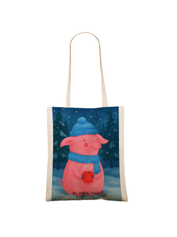 Mr. & Mrs. Panda Shopping Tasche Schweinchen Glühwein Design ohn... in Weiß