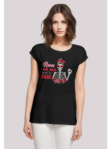 F4NT4STIC Extended Shoulder T-Shirt Anti Valentinstag Roses are red in schwarz