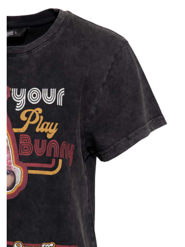 Queen Kerosin Queen Kerosin Acidwashed Boyfriend T-Shirt Not your Playbunny in schwarz