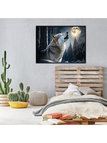 WALLARENA Bild mit Rahmen Wolf in Schwarz