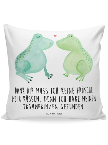 Mr. & Mrs. Panda Dekokissen Frosch Liebe mit Spruch in Weiß