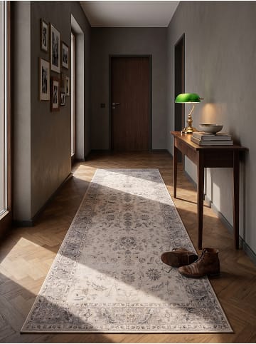 KADIMA DESIGN Teppich Kurzflor waschbar VERNANTE Rosette Esszimmer zeitlos in Beige-Grau