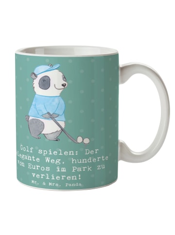 Mr. & Mrs. Panda Geschenktasse Golf Eleganz mit Spruch in Meeresbrise